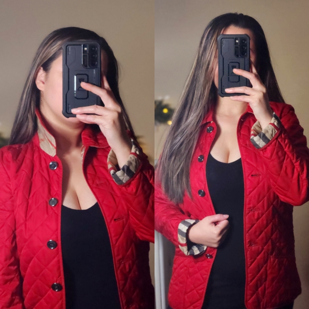 AUTHENTIC BURBERRY RED PLAID JACKET SZ 14Y OR SMALL WOMEN